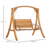 Outsunny 2 Seater Garden Swing Seat Swing Chair, Outdoor Wooden Swing Bench Seat