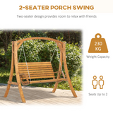 Outsunny 2 Seater Garden Swing Seat Swing Chair, Outdoor Wooden Swing Bench Seat