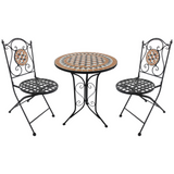 Outsunny 3 PCs Garden Mosaic Bistro Set Outdoor Patio 2 Folding Chairs & 1 Round Table  Outdoor Furniture Vintage