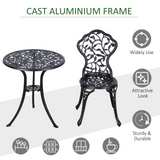 Outsunny 3 Pcs Cast Aluminum Bistro Set Garden Furniture Dining Table Chairs Antique Outdoor Seat Patio Seater