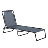 Outsunny Folding Sun Lounger Beach Chaise Chair Garden Reclining Cot Camping Hiking Recliner with 4 Position Adjustable, Grey