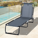 Outsunny Folding Sun Lounger Beach Chaise Chair Garden Reclining Cot Camping Hiking Recliner with 4 Position Adjustable, Grey