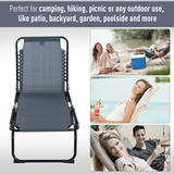 Outsunny Folding Sun Lounger Beach Chaise Chair Garden Reclining Cot Camping Hiking Recliner with 4 Position Adjustable, Grey