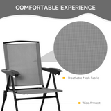 Outsunny 3 Piece Patio Furniture Bistro Set 2 Folding Chairs 1 Tempered Glass Table  Adjustable Backrest - Grey