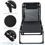 Outsunny Folding Sun Lounger Beach Chaise Chair Garden Reclining Cot Camping Hiking Recliner with 4 Position Adjustable, Black