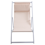 Outsunny Set of 2 Folding Garden Beach Aluminium Frame Deck Chairs Deckchairs Seaside Folding Garden Patio Lounger, Beige