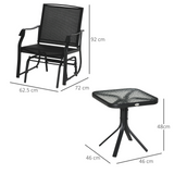 Outsunny Glider Rocking Chair & Table Set 2 Single Seaters Rocker Garden Swing Chair Patio Furniture Bistro Set Black