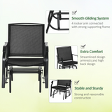 Outsunny Glider Rocking Chair & Table Set 2 Single Seaters Rocker Garden Swing Chair Patio Furniture Bistro Set Black