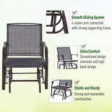 Outsunny Glider Rocking Chair & Table Set 2 Single Seaters Rocker Garden Swing Chair Patio Furniture Bistro Set Grey