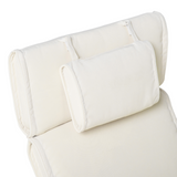 Outsunny Garden Sun Lounger Cushion Replacement Thick Sunbed Reclining Chair Relaxer Pad with Pillow - Cream White