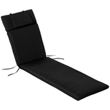 Outsunny Garden Sun Lounger Cushion Replacement Thick Sunbed Reclining Chair Relaxer Pad with Pillow - Black