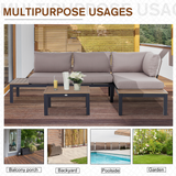 Outsunny 3 PCs  Garden Outdoor Sectional Corner Sofa Lounge and Coffee Table Set Aluminium Frame with Cushions Patio Furniture