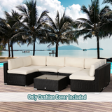 Outsunny Garden Rattan Sofa Cushion Polyester Cover Replacement Outdoor- No Cushion Included