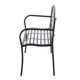 Outsunny 2 Seater Outdoor Patio Garden Metal Bench Park Yard Furniture Porch Chair Seat Black 128L x 91H x 50W cm