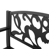 Outsunny 2 Seater Outdoor Patio Garden Metal Bench Park Yard Furniture Porch Chair Seat Black 128L x 91H x 50W cm