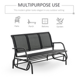 Outsunny 3-Seat Glider Rocking Chair for 3 People Garden Bench Patio Furniture Metal Frame