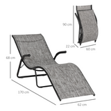 Outsunny Outdoor Folding Sun Lounger, Chaise Lounge Chair, Reclining Garden for Beach, Poolside and Patio, Grey