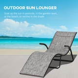 Outsunny Outdoor Folding Sun Lounger, Chaise Lounge Chair, Reclining Garden for Beach, Poolside and Patio, Grey