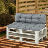 Outsunny 2Pcs Garden Tufted Pallet Cushion Seat Pad 120L x 80W x 12Dcm Back Cushion Patio for Indoor Outdoor Use, Grey