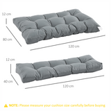 Outsunny 2Pcs Garden Tufted Pallet Cushion Seat Pad 120L x 80W x 12Dcm Back Cushion Patio for Indoor Outdoor Use, Grey