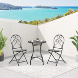 Outsunny 3 Piece Garden Bistro Set with Coffee Table and 2 Folding Chairs, Mosaic Tile Top and Seats, Metal Frame, for Patio Balcony