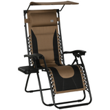 Outsunny Zero Gravity Lounger Chair, Folding Reclining Patio Chair with Shade Cover, Cup Holder, Soft Cushion and Headrest for Poolside, Camping, Brown