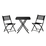 Outsunny 3 Pieces Garden Dining Set Bistro Set, Folding Patio Table and 2 Chairs, Outdoor Furniture Set for Backyard and Porch, Black