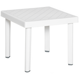 Outsunny Garden Side Table Plastic Outdoor Square Coffee End Table for Drink Snack, White