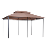 Outsunny 4m x 3(m) Metal Gazebo Canopy Party Tent Garden Pavillion Patio Shelter Pavilion with Curtains Sidewalls Khaki