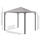 Outsunny 3 x 3(m) Garden Aluminium Gazebo Hardtop Roof Canopy Marquee Party Tent Patio Outdoor Shelter with Mesh Curtains & Side Walls - Grey