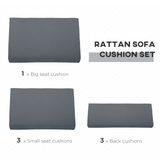 Outsunny Outdoor Cushion Pad Set for Rattan Furniture, 7 Piece Garden Furniture Cushions, Patio Conversation Set Cushions, Lightweight and Durable, Grey