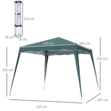 Outsunny 2.5M x 2.5M  Pop-up Tent Garden Gazebo Outdoor Awning Heavy Duty Marquee Party Shelter Sun Shade - Green