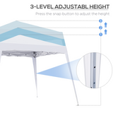 Outsunny 2.5M x 2.5M  Pop-up Tent Garden Gazebo Outdoor Awning Heavy Duty Marquee Party Shelter Sun Shade - White