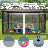 Outsunny Garden Pavilion Tent Mosquito Mesh Side Net Bug Netting Replacement Screen Walls for 3 x 3(m) Patio Gazebo, 4-panel Sidewalls with Zippers (Wall Only, Canopy Not Included)