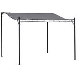 Outsunny 3 x 3 Meters Canopy Metal Wall Gazebo Awning Garden Marquee Shelter Door Porch - Grey