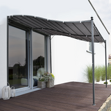 Outsunny 3 x 3 Meters Canopy Metal Wall Gazebo Awning Garden Marquee Shelter Door Porch - Grey