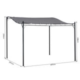 Outsunny 3 x 3 Meters Canopy Metal Wall Gazebo Awning Garden Marquee Shelter Door Porch - Grey