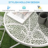 Outsunny Garden Bistro Set for 2 with Folding Chairs and Round Table, Metal Balcony Furniture for Outdoor Indoor Use, White