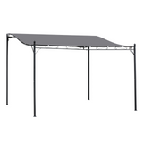 Outsunny 4 x 3 Meters Canopy Metal Wall Gazebo Awning Garden Marquee Shelter Door Porch - Grey