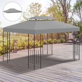 Outsunny 3x4m Gazebo Replacement Roof Canopy 2 Tier Top UV Cover Garden Patio Outdoor Sun Awning Shelters Light Grey (TOP ONLY)