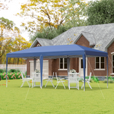 Outsunny Pop Up Gazebo, Double Roof Foldable Canopy Tent, Height Adjustable Wedding Awning Canopy w/ Carrying Bag, 6 m x 3 m x 2.65 m, Blue