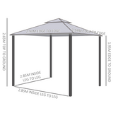 Outsunny 3 x 3 Meter Metal Gazebo Garden Outdoor 2-tier Roof Marquee Party Tent Canopy Pavillion Patio Shelter with Netting - Grey