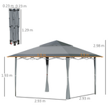 Outsunny 4 x 4m Pop-up Gazebo Double Roof Canopy Tent with UV Proof, Roller Bag & Adjustable Legs Outdoor Party, Steel Frame, Dark Grey