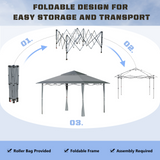 Outsunny 4 x 4m Pop-up Gazebo Double Roof Canopy Tent with UV Proof, Roller Bag & Adjustable Legs Outdoor Party, Steel Frame, Dark Grey