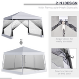 Outsunny 3 x 3 m Outdoor Garden Pop-up Gazebo Canopy Tent Sun Shade Event Shelter Folding with Adjustable Height, Mesh Screen Side Walls - White