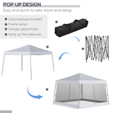 Outsunny 3 x 3 m Outdoor Garden Pop-up Gazebo Canopy Tent Sun Shade Event Shelter Folding with Adjustable Height, Mesh Screen Side Walls - White