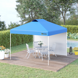 Outsunny 3x3(M) Pop Up Gazebo Tent with 1 Sidewall, Roller Bag, Adjustable Height, Event Shelter Tent for Garden, Patio, Blue