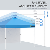 Outsunny 3x3(M) Pop Up Gazebo Tent with 1 Sidewall, Roller Bag, Adjustable Height, Event Shelter Tent for Garden, Patio, Blue