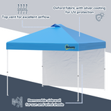 Outsunny 3x3(M) Pop Up Gazebo Tent with 1 Sidewall, Roller Bag, Adjustable Height, Event Shelter Tent for Garden, Patio, Blue