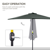 Outsunny 2.7m Balcony Half Parasol 5 Steel Ribs Construction Garden Outdoor Umbrella Grey